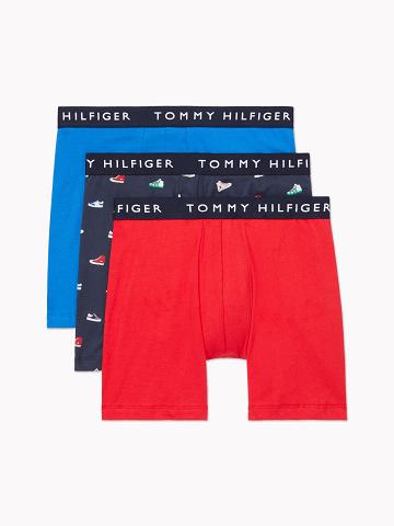 Férfi Tommy Hilfiger Pamut stretch boxer brief 3pk Boxer Briefs Piros Kék Színes | HU 1376BEX